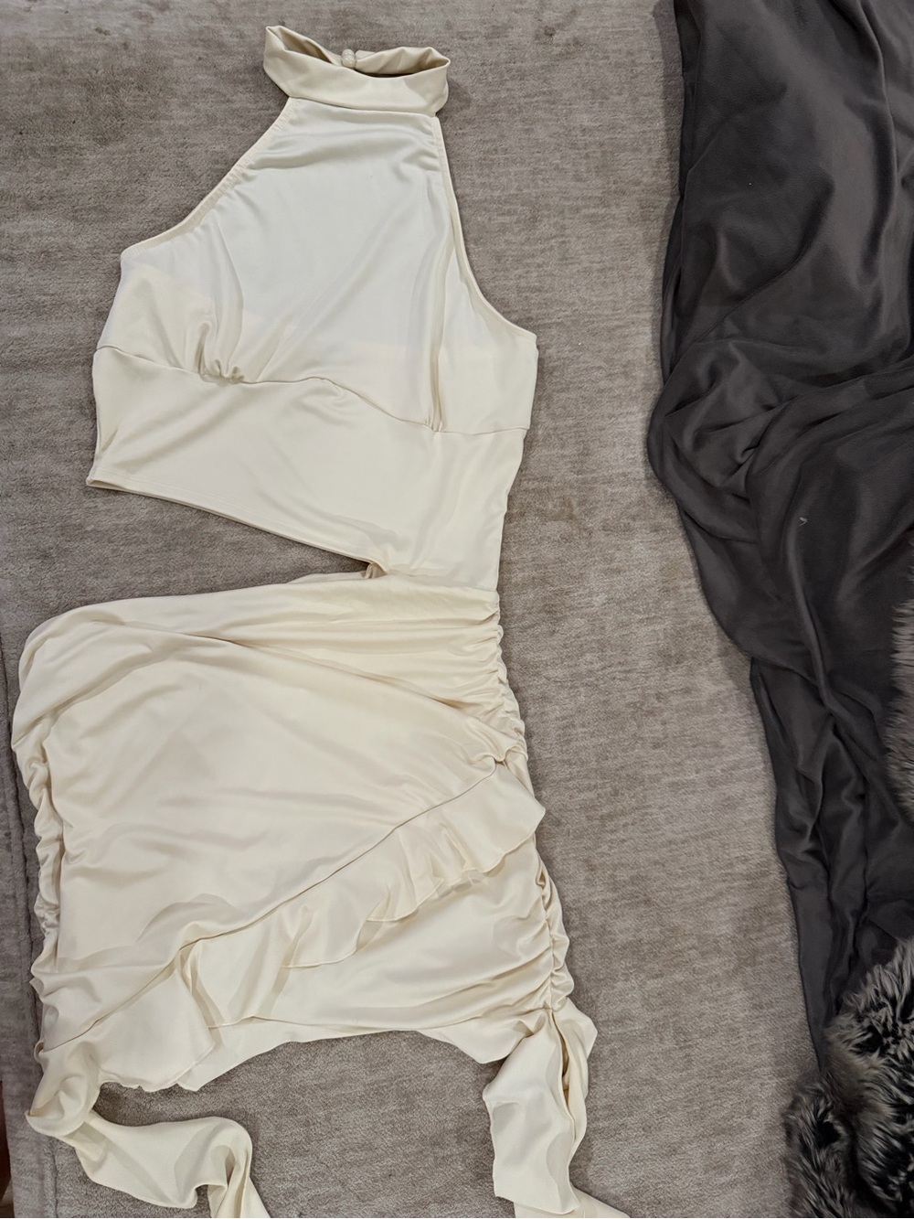 Fashion Nova Cream Strapless Dress